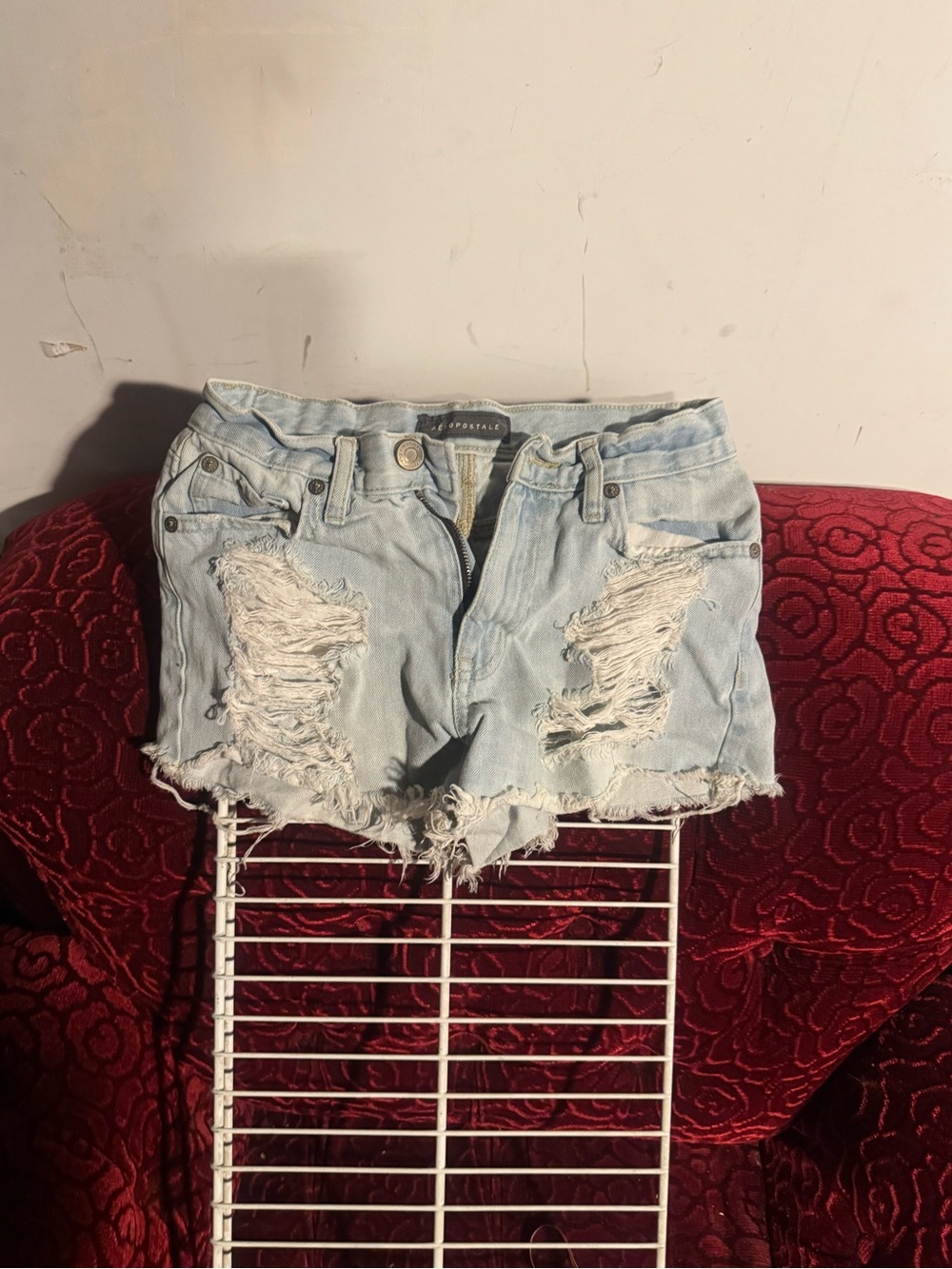 Aeropostale Light Blue Distressed Denim Shorts